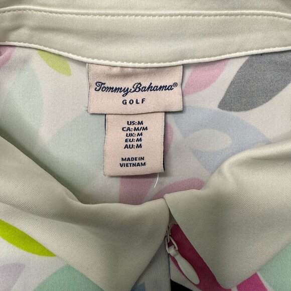 Tommy Bahama Golf M Sleeveless Zip Front Collar Polo Leaf Print‎ Top UPF 50+ - Picture 3 of 7